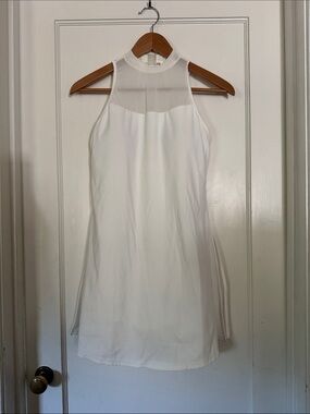 HALARA White Sleeveless High-Neck Mini Dress